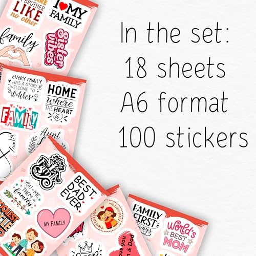 100Pcs Family Stickers for Scrapbooking, Water Bottle - Family Gifts Ideas, Party Supplies & Decoration - Gift for Women & Men
