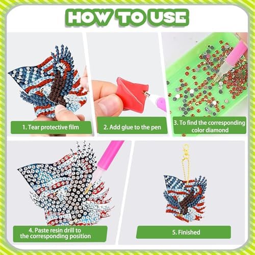 8 PCS Diamond Art Keychain Kits for Kids, DIY Diamond Painting Crafts, Beginner Art Kit, Arts & Crafts Gift
