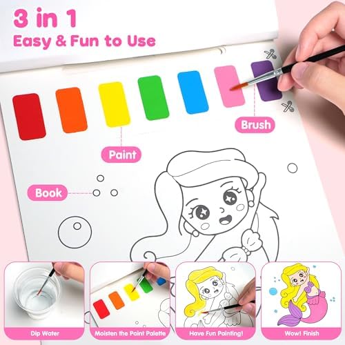 ZIZZ Paint with Water Coloring Books for Toddlers Princess Painting Sets
