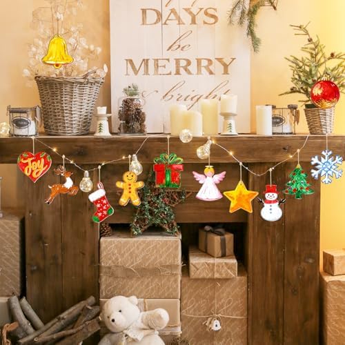 80PCS Wooden Christmas Ornaments to Paint, 8 Styles DIY Blank Unfinished Wood Reindeer Santa Claus Christmas Tree Ball Snowman Snowflake Angel Cutouts Ornament for Crafts Winter Hanging Decorations