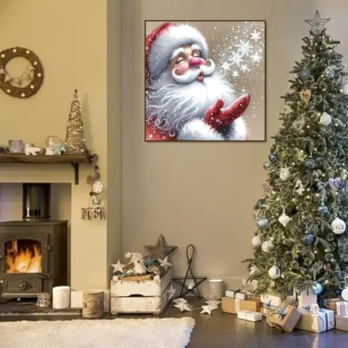 Santa Claus Diamond Art Kits for Adults Beginner, DIY Diamond Art Christmas Diamond Dots Gem Art Crafts with Tools,diamond painting Round Full Drill Funny Crafts for Home Wall Decor&Gift-13.78X13.78in