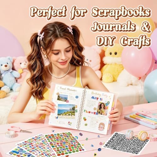 558pcs Scrapbook Letter Stickers, Vintage Junk Journal Sticker, Small Ransom Numbers Stickers for Scrapbooking Supplies Junk Journal Journaling Laptop Water Bottle DIY Crafts (4)