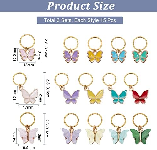 NBEADS Butterfly Charms and Braid Clips - 45 Pcs Removable Crochet Stitch Markers Made of Charms for Knitting, Weaving, Sewing, and Dreadlock Decorations