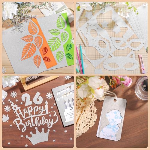 25 Sheets Sliver Glitter Cardstock 92lb Thick Sparkle Paper 8.5" x 11"