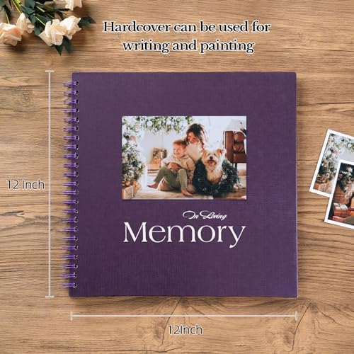 potricher 12 x 12 Inch Large DIY Scrapbook Photo Album 40 Pages, Purple | Thick Kraft Paper Scrap Book Photo Albums, Memory Book for Wedding, Anniversary, Baby, Family, Travel, DIY Projects