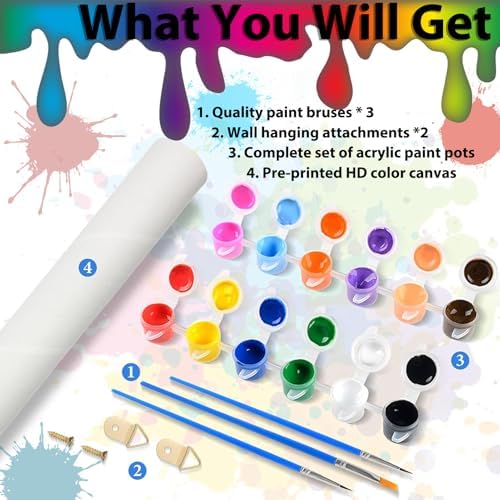 Arpilul Flowers Paint by Number for Adults-Paint by Numbers for Adults Beginner, Adult Paint by Number Kits on Canvas for Home Wall Art Decoration and Gifts 16x20Inch(Z-YH41)