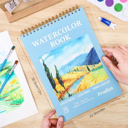 35 Sheets Watercolor Paper Pad 9x12 Inch, 140 Lb Cold Press, Spiral