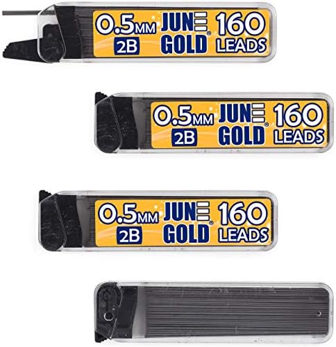 June Gold 0.5 mm, 640 Lead Refills, 2B, 4 Dispensers/w 160 Pieces Each