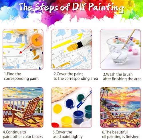 ZTOTZ Paint by Numbers Kit for Adults Sunset Landscape Art 16x20 Home Decor