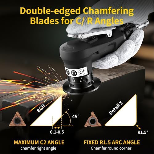 Pneumatic Chamfer Tool, 30000 RPM Air Chamfer Tool with 12C & 8R Blades