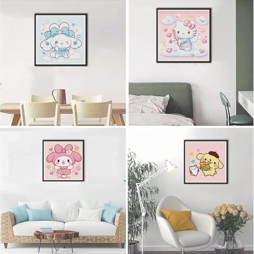 JAKI 4 Pack Diamond Art Kits for Adults,Cartoon Diamond Art 12x12inch