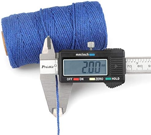 jijAcraft Blue Cotton String, 328Ft Butcher String, 2MM Craft Twine, Soft Cooking Twine, Cooking Natural Cord for Graduation Gift Wrap, DIY Crafts, Home Decor