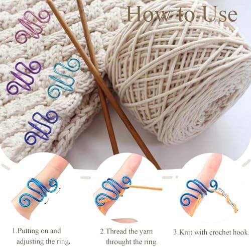 4Pcs Crochet Rings for Finger, Crochet Tension Ring for Crocheting Open Adjustable Yarn Guide Crochet Tension Ring Crochet Accessories Knitting Ring for Finger (Multicolor-A), SATONBEYI