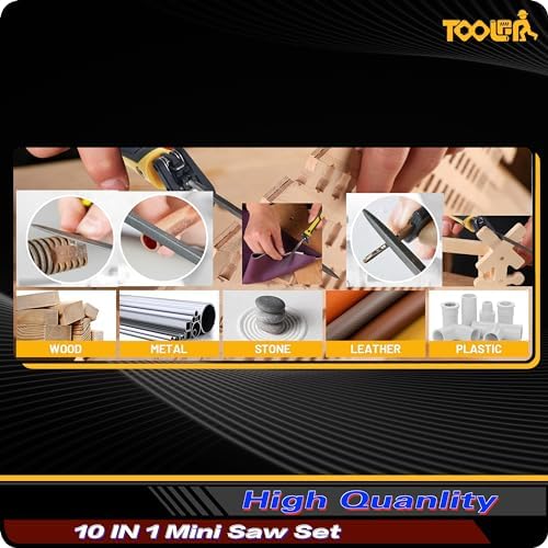 TOOLAN: 10-In-1 Model Craft Hand Saw & File Set. DIY Mini Razor Saw&File Kit for Handcrafted, Modeling, Plastic, and Other Fine Cutting, Reliable Blade Quick Change Mechanism