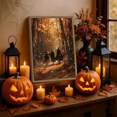 AIBOERL Paint by Numbers Kit for Adults Beginner,Fall Witch, 12X16In