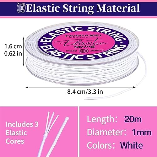 FANDAMEI 1mm Elastic String for Bracelets, Elastic Beading Cord Stretchy for Bracelets Making, Stretch Bead Cord for Jewelry Making, Sturdy Thread for Bracelet Necklace Crafts Christmas DIY String