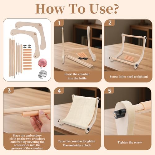 Adjustable Embroidery Table Stand with 2 Sizes Rods & Premium Accessories - Lap & Table Top Embroidery Hoop Holder,Cross Stitch Stand for Needlepoint, Sewing with Greater Stability
