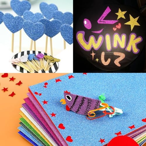 MIDELONG 20 Sheets Glitter Cardstock Paper, 10 Colors A5 Sparkly Card Stock Paper Glitter Paper for Cricut Art Crafts DIY Projects Card Making Scrapbooking