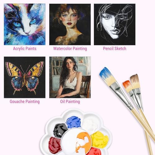 Stretched Canvases for Painting, 4x12 Inch Painting Supplies for Artists, Black Blank Canvas Pack, 3-Pack for Acrylic, Oil and Gouache Paints