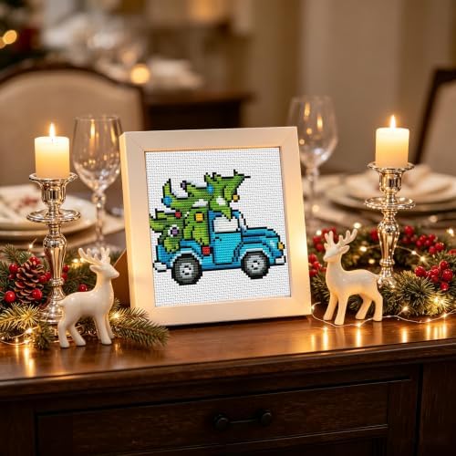 Christmas Counted Cross Stitch Kits for Adults,Beginner Stamped Crossstitch