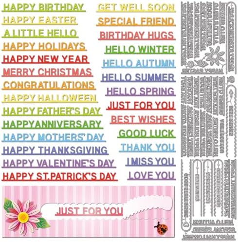 GLOBLELAND Tearing Strips Holiday Greetings Cutting Dies for Festival Card Making Rip Strips Frame Metal Die Cuts Blessings Cutting Dies Templates for Scrapbooking Journal Embossing Paper Craft Decor