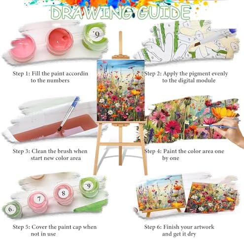 HITIRECOVI Wild Flowers Paint by Numbers Kits for Adults,Flower Paint by Numbers Kits,Adult Paint by Number Kits on Canvas Flowers,Home Wall Decor(16x20in)