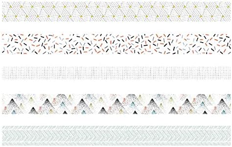 5 Rolls Washi Tape Set Creative Basic Skinny Decorative Tapes for Arts, DIY Crafts, Journals, Planners, Scrapbooking, Wrapping (Pine Mist)