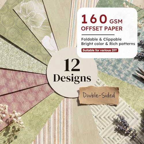 6 Inch Patterned Aesthetic Scrapbook Paper Pad - 24 Sheets Double Sided Vintage Origami Supplies for Journals Decoupage Collage Art Cards DIY Gift Wrapping Folded Photo Album Decor Craft
