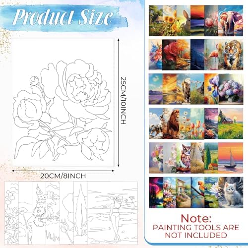 Harloon 36 Pcs 8 x 10 Inch Pre Drawn Canvas for Painting Afro Queen Pre Stretched Canvas Painting for Adult Sip and Paint Party Supplies Favor