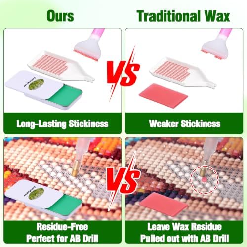 Scented Diamond Painting Wax, Handmade Natural Beeswax for Diamond Art Painting Pen, Long-Lasting Stickiness No Residue Drill Wax with Picker Tool, Diamond Art Accessories and Tools (Eucalyptus)