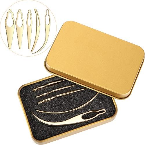 WILLBOND 5 Pcs Interlocking Tool for Locs Dreadlock Metal Box,Gold