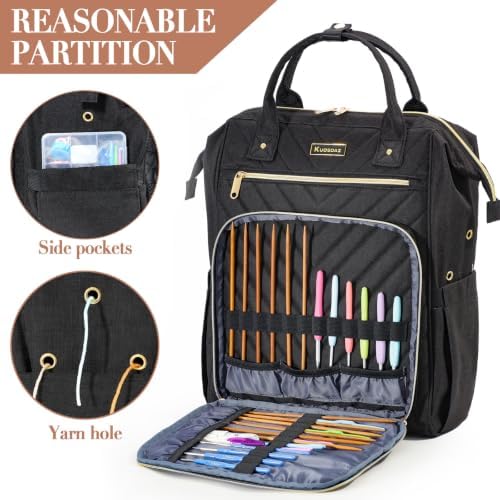 Kuosdaz Knitting Bag Backpack, Yarn Organizer, Quilted Backpack for Women
