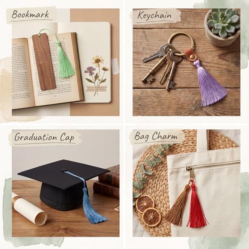 200 Pcs Bookmark Tassels, 5.1in Mini Craft Tassels with Loops, 20 Colors
