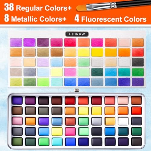 50 Colors Watercolor Paint Set – All in One Painting Supplies with Mixing Palette & Water Brushes – Travel Water Color Set for Adults, Painting Sets, Art Supplies for Painting – Art and Painting Supplies - Gift Idea
