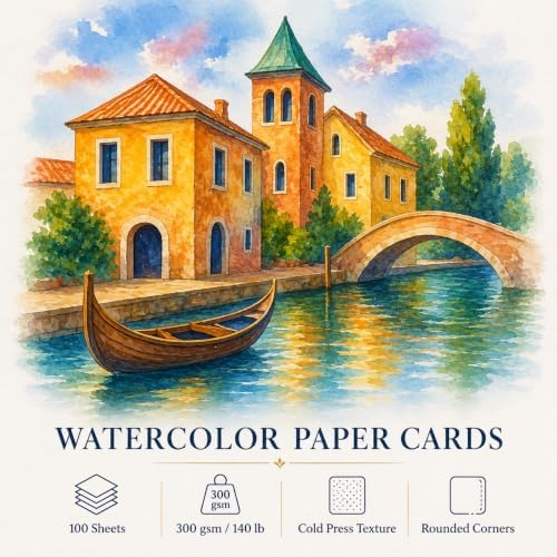 Moriquill 100 Watercolor Paper Cards, 2.75 x 4.75 in, 300gsm