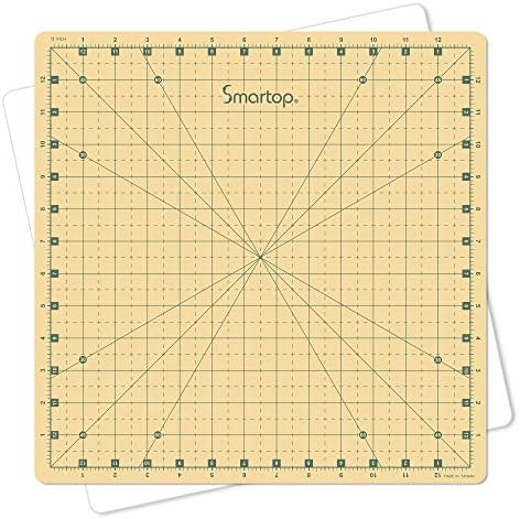 SMARTOP 14"x14" Rotating Self Healing Cutting Mat, Non-Slip Non-Reflective, Good for Quilting, Sewing, Crafts, Scrapbooking, Molandi Yellow