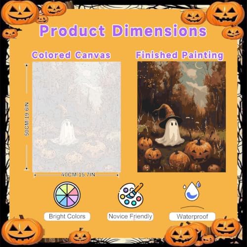 Spooky Paint by Numbers for Adults, Halloween Paint by Number on Canvas