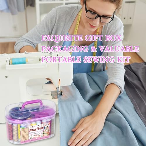 40 Spools of Sewing Thread,Gift Box Portable Basic Sewing Repair Kits (Purple)