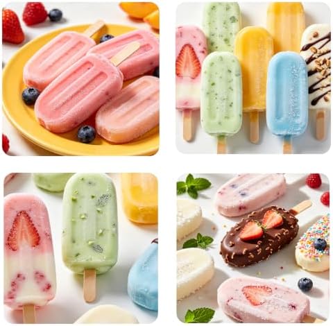 Popsicles Molds, 2Pcs Homemade Cake Pop Molds with Wooden Popsicles Sticks, Reusable Silicone Ice Pop Cream Cakesicle Maker Mold 4 Cavities for Home DIY Craft, Blue