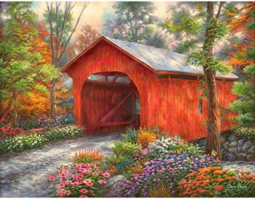 DIAMOND ART CLUB Red Covered Bridge Diamond Art Kits for Adults