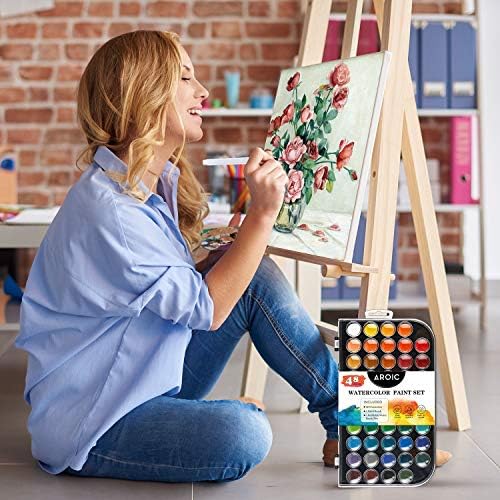 AROIC 48 Colors Watercolor Paint,Washable WaterColor Paint Set