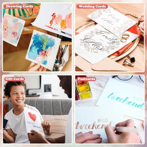 30 Sets Blank Watercolor Cards with Envelopes, 140lb/300GSM Cotton Watercolor Paper Cards, 4 x 6 in Foldable Watercolor Postcards with Envelopes for Greeting Cards Birthday Wedding Invitations