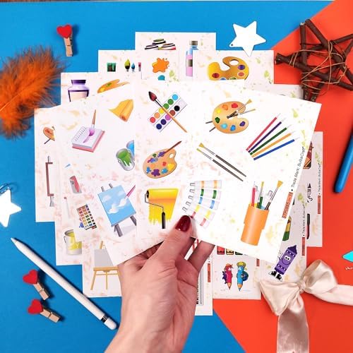 100Pcs Art Stickers, Crayon Stickers, Paint Laptop Decals, Painting Decals - Art Party Supplies, Paint Party Supplies, Gifts for Women & Men