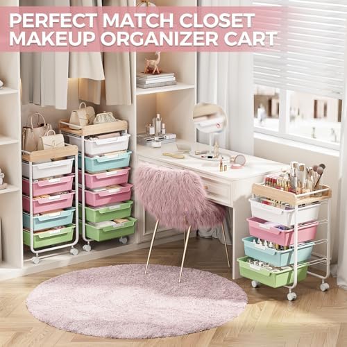 SYKIARIOL Rolling Storage Utility Cart with 4 Drawers,Art Cart,Colorful