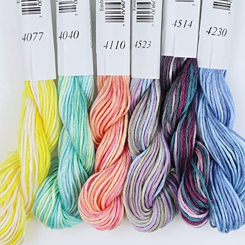 KCS Big skeins of 25 Meters Size 25 Color Variegated Cross Stitch Stranded Threads,6 skeins,14