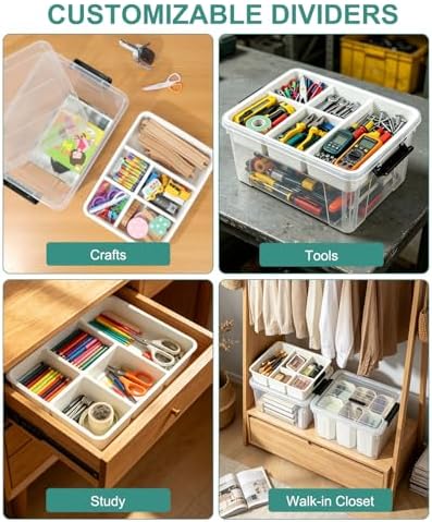 AREYZIN 17QT Clear Storage Bins with Lids & Dividers for Crafts