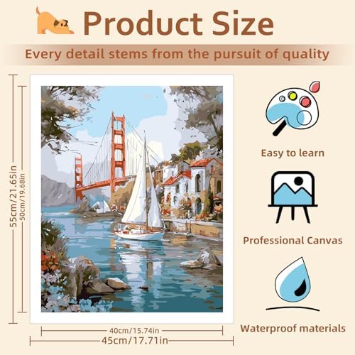 Reivworl Landscape Paint by Numbers Kit for Adults, Landscape Paint by Number for Adults Beginner, Painting by Number Kits for Gifts and Wall Decor 16x20Inch