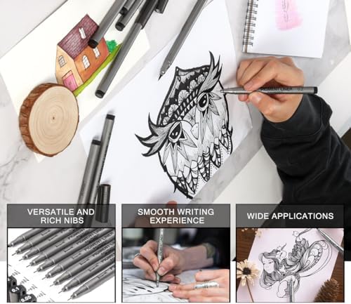 Precision Black Micro-Pen Fineliner Ink Pens,Waterproof Archival Ink
