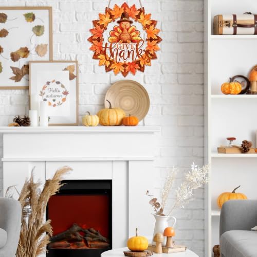Unfinished Fall Wreaths Wood Crafts to Paint Set of 3, 11" Bulk Autumn Leaves Pumpkin Wreath Ornaments for Painting, Unfinished Wood Cutouts DIY Ornaments for Front Door with Ropes (Leaf.Turkey)