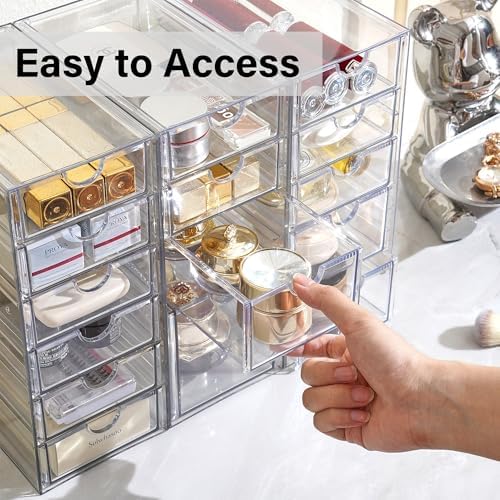 Prsildan Acrylic Drawer Makeup Organizer with 4 Drawers